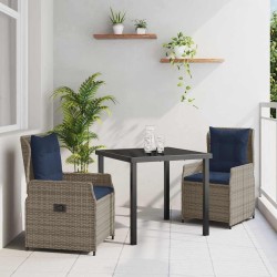 Ensemble de salle à manger pour jardin 3 pcs Gris Poly rotin 563442563442
