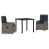Ensemble de salle à manger pour jardin 3 pcs Gris Poly rotin 563442563442