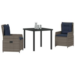 Ensemble de salle à manger pour jardin 3 pcs Gris Poly rotin 563442563442