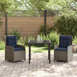 Ensemble de salle à manger pour jardin 3 pcs Gris Poly rotin 563442563442
