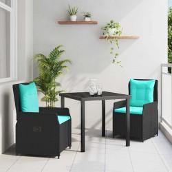 Ensemble de salle à manger pour jardin 3 pcs Noir Poly rotin 563443563443