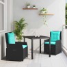 Ensemble de salle à manger pour jardin 3 pcs Noir Poly rotin 563443563443