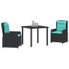 Ensemble de salle à manger pour jardin 3 pcs Noir Poly rotin 563443563443