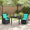 Ensemble de salle à manger pour jardin 3 pcs Noir Poly rotin 563443563443