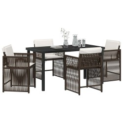 Ensemble de salle à manger pour jardin 5 pcs Marron polyrotin 563444563444