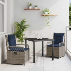Ensemble de salle à manger pour jardin 3 pcs Gris polyrotin 563446563446