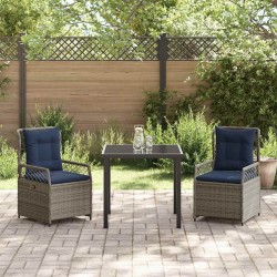 Ensemble de salle à manger pour jardin 3 pcs Gris polyrotin 563446563446