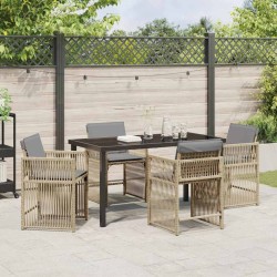 Ensemble de salle à manger pour jardin 5 pcs Beige polyrotin 563447563447