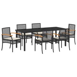 Ensemble de salle à manger pour jardin 7 pcs Noir Rotin 563448563448