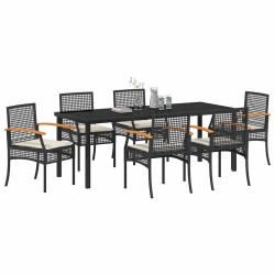 Ensemble de salle à manger pour jardin 7 pcs Noir Rotin 563448563448