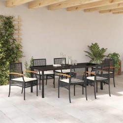 Ensemble de salle à manger pour jardin 7 pcs Noir Rotin 563448563448
