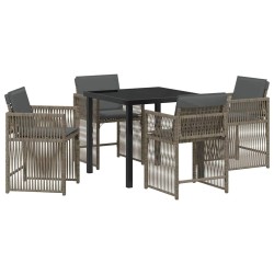 Ensemble de salle à manger pour jardin 5 pcs Gris polyrotin 563449563449