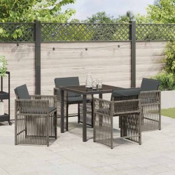Ensemble de salle à manger pour jardin 5 pcs Gris polyrotin 563449563449