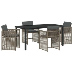 Ensemble de salle à manger pour jardin 5 pcs Gris polyrotin 563450563450