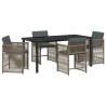 Ensemble de salle à manger pour jardin 5 pcs Gris polyrotin 563450563450