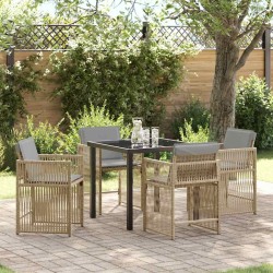 Ensemble de salle à manger pour jardin 5 pcs Beige polyrotin 563451563451