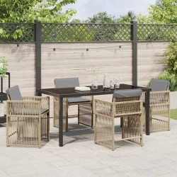 Ensemble de salle à manger pour jardin 5 pcs Beige polyrotin 563452563452