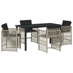 Ensemble de salle à manger pour jardin 5 pcs Gris clair 563453563453