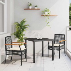 Ensemble de salle à manger pour jardin 3 pcs Noir Rotin 563455563455