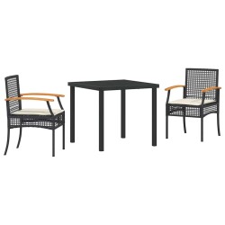 Ensemble de salle à manger pour jardin 3 pcs Noir Rotin 563455563455