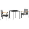 Ensemble de salle à manger pour jardin 3 pcs Noir Rotin 563455563455