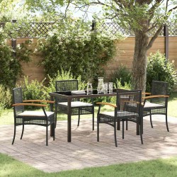 Ensemble de salle à manger pour jardin 5 pcs Noir Rotin 563456563456