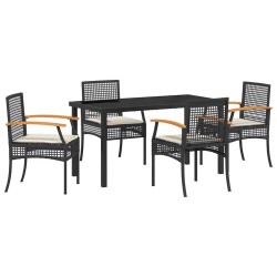 Ensemble de salle à manger pour jardin 5 pcs Noir Rotin 563456563456