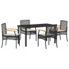 Ensemble de salle à manger pour jardin 5 pcs Noir Rotin 563456563456
