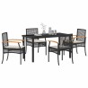 Ensemble de salle à manger pour jardin 5 pcs Noir Rotin 563456563456