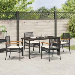 Ensemble de salle à manger pour jardin 5 pcs Noir Rotin 563456563456