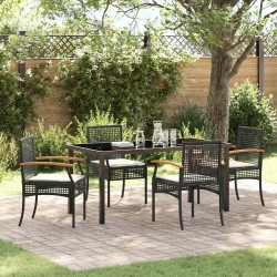 Ensemble de salle à manger pour jardin 5 pcs Noir Rotin 563457563457