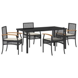 Ensemble de salle à manger pour jardin 5 pcs Noir Rotin 563457563457