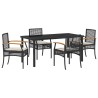 Ensemble de salle à manger pour jardin 5 pcs Noir Rotin 563457563457