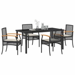 Ensemble de salle à manger pour jardin 5 pcs Noir Rotin 563457563457