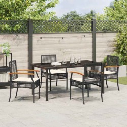 Ensemble de salle à manger pour jardin 5 pcs Noir Rotin 563457563457