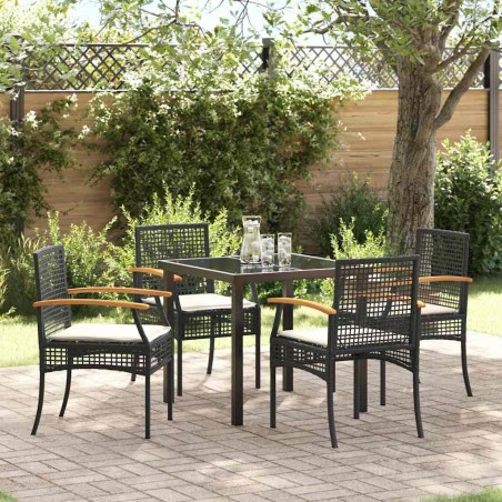 Ensemble de salle à manger pour jardin 5 pcs Noir Rotin 563458563458