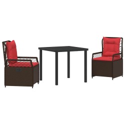 Ensemble de salle à manger pour jardin 3 pcs Marron polyrotin 563459563459