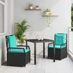 Ensemble de salle à manger pour jardin 3 pcs Noir polyrotin 563460563460