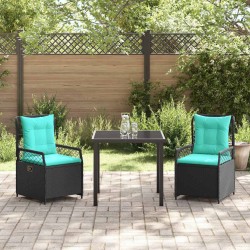 Ensemble de salle à manger pour jardin 3 pcs Noir polyrotin 563460563460