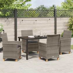 Ensemble de salle à manger pour jardin 5 pcs Gris polyrotin 563461563461