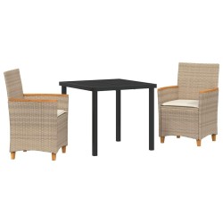 Ensemble de salle à manger pour jardin 3 pcs Beige polyrotin 563462563462