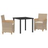 Ensemble de salle à manger pour jardin 3 pcs Beige polyrotin 563462563462