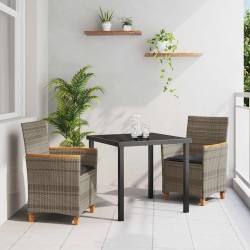 Ensemble de salle à manger pour jardin 3 pcs Gris polyrotin 563463563463