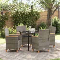 Ensemble de salle à manger pour jardin 5 pcs Gris polyrotin 563464563464