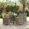 Ensemble de salle à manger pour jardin 5 pcs Gris polyrotin 563464563464