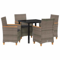 Ensemble de salle à manger pour jardin 5 pcs Gris polyrotin 563464563464