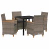 Ensemble de salle à manger pour jardin 5 pcs Gris polyrotin 563464563464