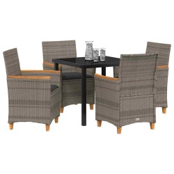 Ensemble de salle à manger pour jardin 5 pcs Gris polyrotin 563464563464