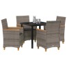 Ensemble de salle à manger pour jardin 5 pcs Gris polyrotin 563464563464