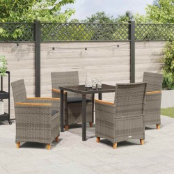 Ensemble de salle à manger pour jardin 5 pcs Gris polyrotin 563464563464